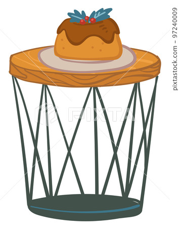 Contemporary table with delicious cake for xmas vector 97240009