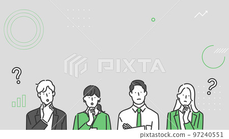 Banner material of a business person who takes a thinking pose 97240551