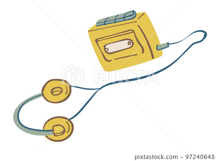 Listening oldschool walkman with headphones vector 97240648
