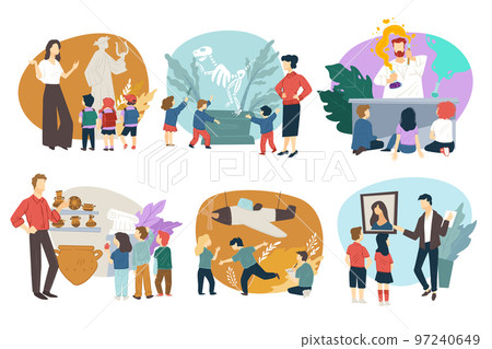 School children on excursion in museums vector 97240649