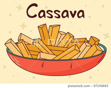 Brazilian traditional food. Cassava. Vector illustration in hand drawn style 97240665