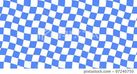 Groovy psychedelic wavy chessboard seamless pattern. Hippie twisted gingham checkerboard background. Checker retro psychedelic seamless texture. Vector illustration isolated on white background 97240750