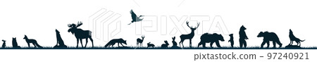 Silhouettes of forest animals. Vector illustration Silhouettes of forest animals. Vector illustration 97240921
