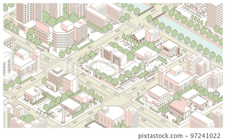 城市景觀的三維視圖。 97241022