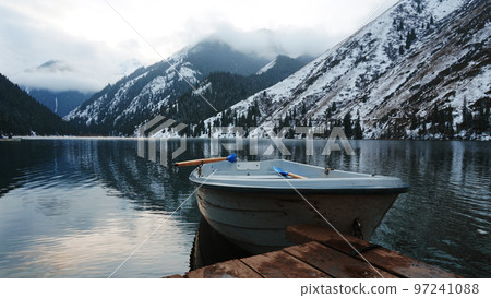 Mountain lake in the forest with mirror water 97241088