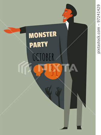Monster party october, celebrating halloween holiday invitation and date Monster party october, celebrating halloween holiday invitation and date 97241429