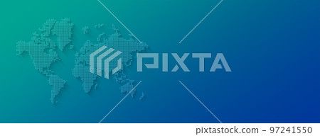 Illustration of a world map made of dots on a blue background. Horizontal banner Illustration of a world map made of dots on a blue background. Horizontal banner 97241550