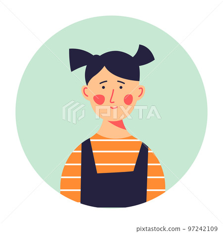 Small girl with ponytails portrait of kid vector 97242109