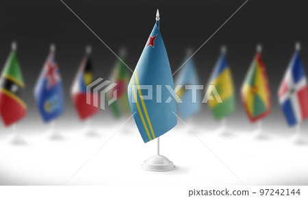 The national flag of the Aruba on the background of flags of other countries 97242144