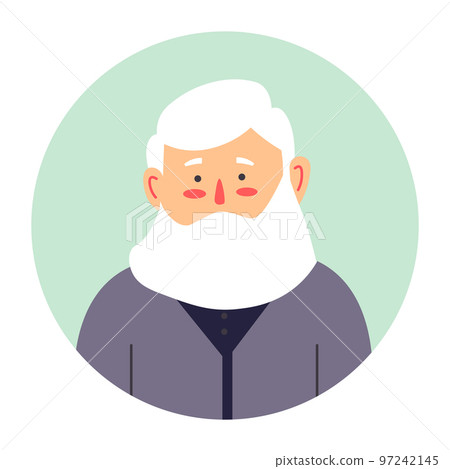 Grandfather portrait, senior male character with beard vector 97242145