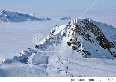 Ski slopes in the Alps Ski slopes in the Alps 97242392