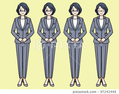 灰色褲子套裝眼鏡女簡約黃色 97242448