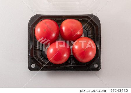 Nakadama Fruit Tomato Black Tray White Background 97243480