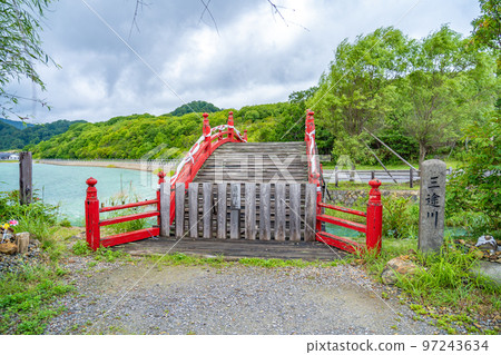 Sacred place Osorezan Taiko Bridge Lake Usori Sanzu River (Mutsu City, Aomori Prefecture) Sacred place Osorezan Taiko Bridge Lake Usori Sanzu River (Mutsu City, Aomori Prefecture) 97243634