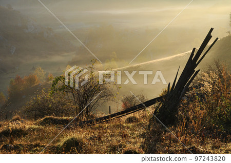 Morning mist in the countryside Morning mist in the countryside 97243820