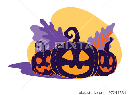 Halloween jack o lantern, pumpkins with carved face Halloween jack o lantern, pumpkins with carved face 97243884