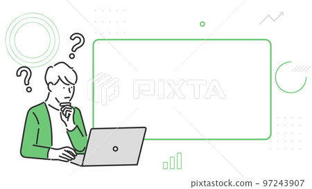 一個人在操作筆記本電腦時思考的圖像插圖素材 一個人在操作筆記本電腦時思考的圖像插圖素材 97243907