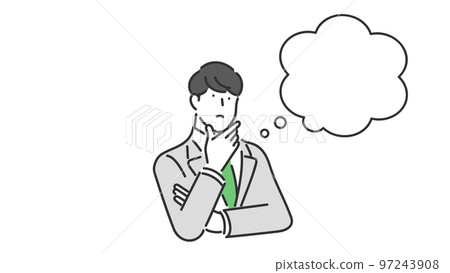 Illustration material of a male business person wearing a suit thinking about something 97243908