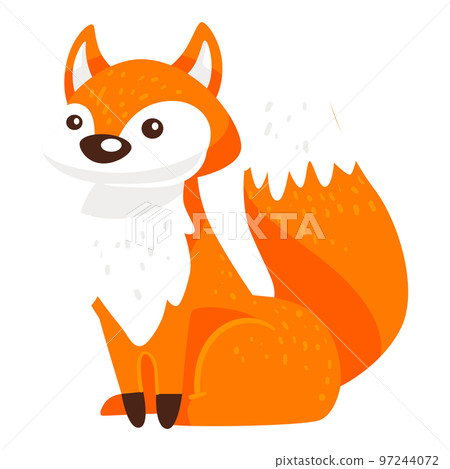 Baby fox character with furry tail, wild animal 97244072
