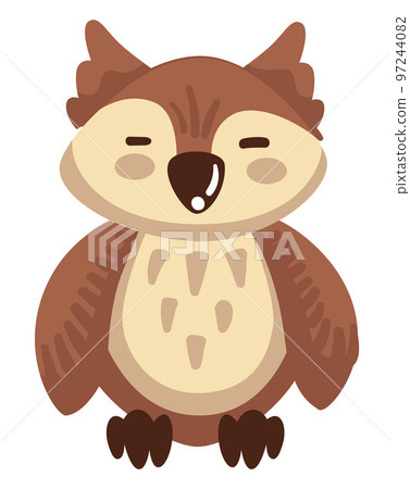 Owl bird with closed eyes, night bird with plumage Owl bird with closed eyes, night bird with plumage 97244082