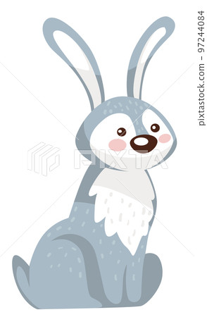 Bunny character sitting still, rabbit or hare with long ears Bunny character sitting still, rabbit or hare with long ears 97244084