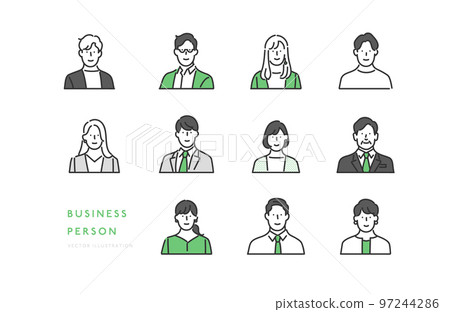 Business person working at a company avatar icon set illustration material Business person working at a company avatar icon set illustration material 97244286