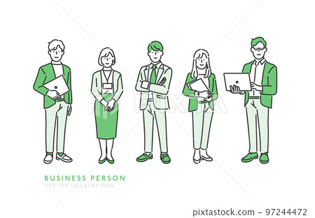 Full-body illustration material of a business person working at a company 97244472