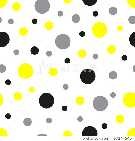 Seamless pattern. White background with gray yellow black circles . Vector. Seamless pattern. White background with gray yellow black circles . Vector. 97244540
