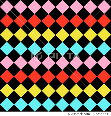 Seamless pattern. Black background with colorful rhombuses . Vector illustration. Seamless pattern. Black background with colorful rhombuses . Vector illustration. 97244541