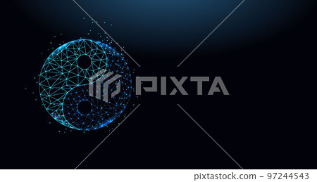 Abstract icon Yin Yang made from lines and triangles. Low poly style design. Abstract icon Yin Yang made from lines and triangles. Low poly style design. 97244543