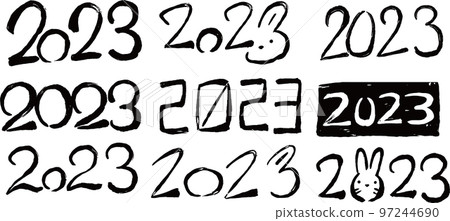 Characters of 2023 drawn with a brush New Year Rabbit Characters of 2023 drawn with a brush New Year Rabbit 97244690