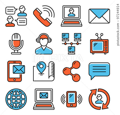 Contact Us Icons Set on White Background. Vector Contact Us Icons Set on White Background. Vector 97244914