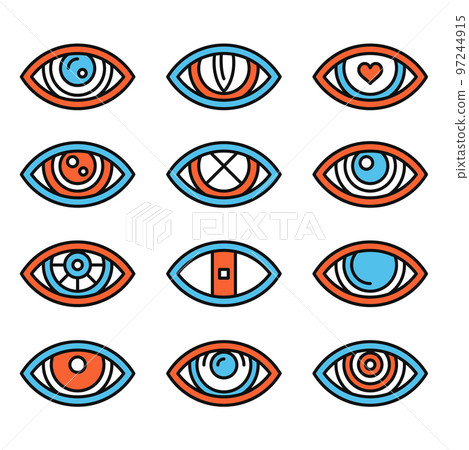 Eyes Icon Set on White Background. Vector 97244915