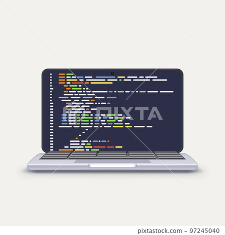 software code lines on screen of laptop 97245040