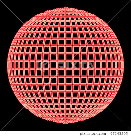 Neon disco ball Disco party concept Ball world concept Web idea red color vector illustration image flat style 97245295