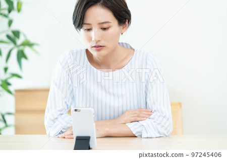 A woman receiving remote medical care A woman receiving remote medical care 97245406
