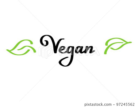 Vegan handdrawn text green vector lettering illustration. 97245562