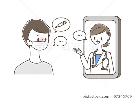 男性通過智能手機接受在線醫療 97245709