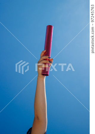 Relay baton pass image material 97245763