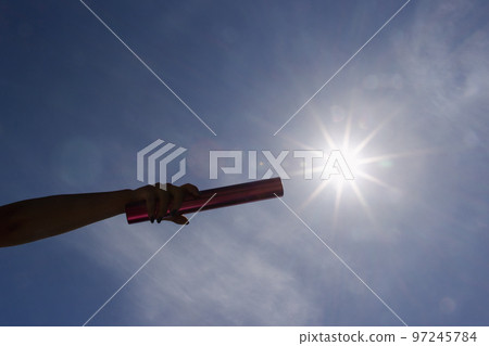 Relay baton pass image material 97245784