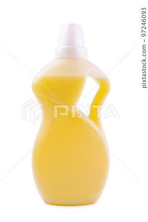 Yellow Plastic detergent bottle isolated on white background 97246093