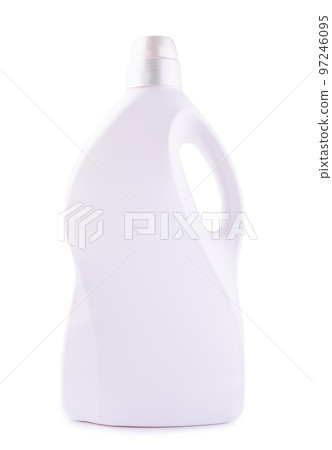 White plastic container for liquid detergent isolated 97246095