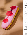 bright eclair in pink glaze sprinkled 97246121