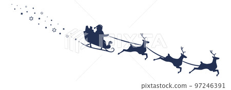 Santa Sleigh. Santa Sleigh Silhouette. Santa Sleigh Illustration. 97246391