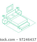 Isometric Bedroom Outline Illustration 97246437