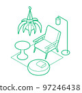 Isometric Living Room Outline Illustration 97246438