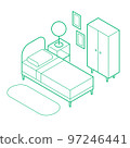 Isometric Bedroom Outline Illustration 97246441
