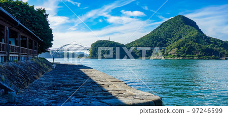 Amakusa Gokyo No. 1 Bridge from the stone piling wharf of Misumi West Port Amakusa Gokyo No. 1 Bridge from the stone piling wharf of Misumi West Port 97246599