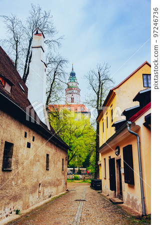 Czech Republic Cesky Krumlov Cobbled streets Czech Republic Cesky Krumlov Cobbled streets 97246736