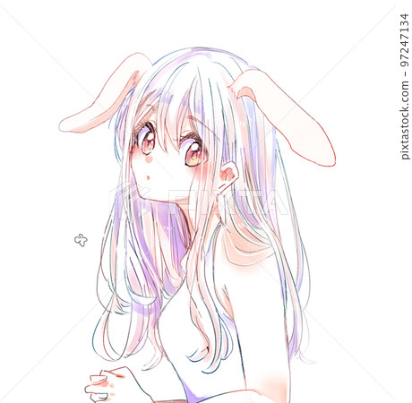 Small animal girl rabbit ears red eyes Small animal girl rabbit ears red eyes 97247134